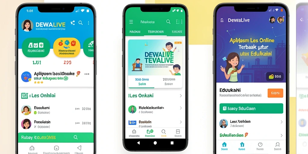 Antarmuka aplikasi Les Online DEWALIVE yang mudah digunakan.
