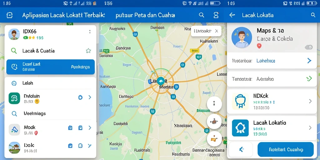 Tampilan antarmuka aplikasi IDX66 untuk pelacakan lokasi dan cuaca.